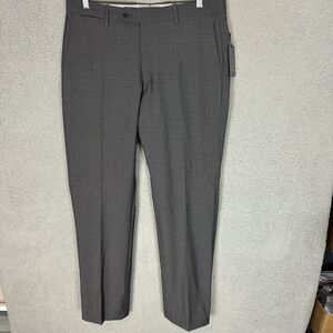 Monte Rosso Pants Mens 34x32‎ Grey Flat Front Wool Pants Italy Front Pockets